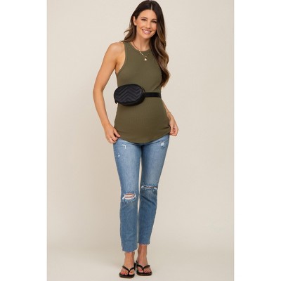 PinkBlush Blue Distressed Raw Hem Maternity Jeans