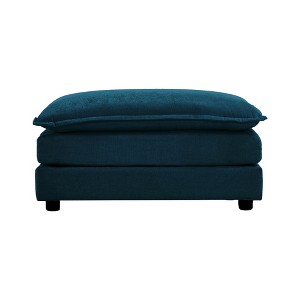 Gulches Blue Chenille Ottoman Footrest - Solid Wood Frame, Premium Sponge Filling, Compatible with 2/3/4 Seater Sofas - 1 of 4