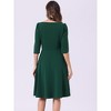 INSPIRE CHIC Women's Boat Neck Half Sleeves Midi Flared Office Dresses - 3 of 4