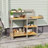 PAGED Outdoor Potting Bench, Wooden Workstation Table with Cabinet for Backyard Garden Supplies, Brown - 2 of 4