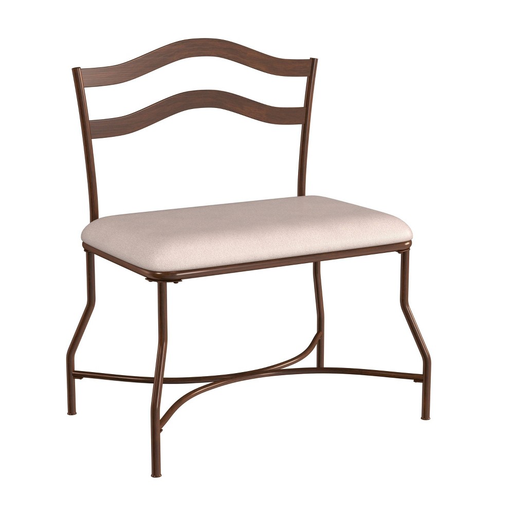Photos - Chair 18" Windsor Metal Vanity Bench Burnished Bronze/Beige - Hillsdale Furnitur