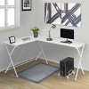 GlasFlength Desks L Shaped Gaming Desk Study Desk Corner Table Sturdy Workstation for Home Office Small Space, White, 62.5"*47.5"*28.5" - 2 of 4