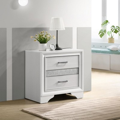 Grungis Modern Nightstand with 2 Drawers,Wood Bedside Table with Hidden Jewelry Tray for Living Room Bedroom