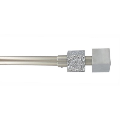 Evideco French Home Goods Adjustable Single Curtain Rod 50"-82" with Crystal-Look Finials and Brackets, Available in Silver or Chrome Finish