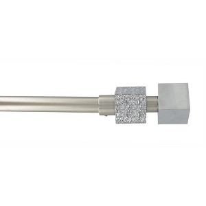 Evideco French Home Goods Adjustable Single Curtain Rod 50"-82" with Crystal-Look Finials and Brackets, Available in Silver or Chrome Finish - 1 of 4