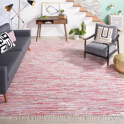 Chic American Textile Art Red Cotton 9' x 12' Area Rug