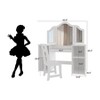 Garvee 2 in 1 Wooden Princess Makeup Desk Dressing Table, Kids Vanity with Mirror, Light,Stool & Drawer,White - 3 of 4