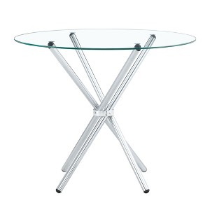 NicBex 36.6 Inch Round Dining Table with Tempered Glass Tabletop and Ring-Shaped Gathered Metal Legs for 4 to 6,Living Meeting Room - 1 of 4