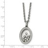 Black Bow Jewelry Stainless Steel, Glass and Floating CZ Oval Necklace, 18 Inch - 2 of 4