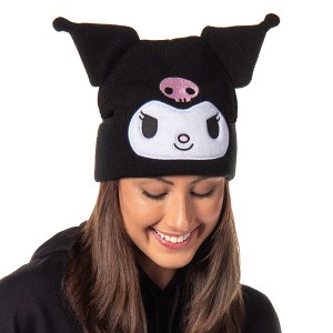 Sanrio Hello Kitty Kuromi Beanie Embroidered 3D Character Knit Beanie Hat Cap - 1 of 4