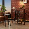 VECELO Oval Industrial Bar Table 3 Tier Bar Height Table with Wine Rack and Glasses Holder Corner Bar Cabinet with Footrest Brown/Gray/Oak - 4 of 4