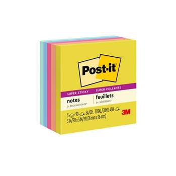 Post-it Super Sticky Notes 3" x 3" Summer Joy Collection 90 Sheet/Pad 5 Pads/Pack (654-5SSJOY)