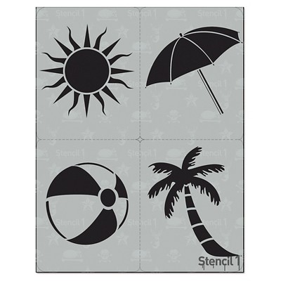 Stencil1 Beach Multipack 4ct - Stencil 8.5" x 11"