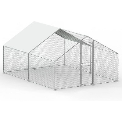Metal Galvanized Pipe Pointed Roof Chicken Coop without Reinforcement