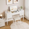 Jojoka Makeup Vanity Desk with LED Light Mirror and Stool, 3-in-1 Flip Top Design with 6 Storage Drawers and Adjustable Lighting, White - 3 of 4