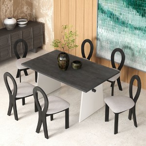 NicBex Dining Table Set for 6 Morden Dining Room Table with Irregular Legs and 6 Stylish Linen Chairs for Kitchen - 1 of 4