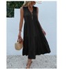 Womens Summer Dress V Neck Sleeveless Button Front Loose Fit Casual Dress - 3 of 3