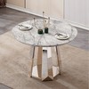 Dolonm 47-inch Round Modern Marble Dining Table with Stainless Steel Base for Kitchen, Dining Room - 2 of 4
