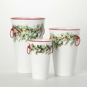 12"H, 15"H & 18"H Sullivans Christmas Metal Christmas Vase Set of 3, Multicolor, Indoor Christmas Decor - 1 of 3