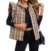 Imily Bela Womens Plaid Puffer Ruffle Sleeveless Lightweight Quilted Vest Fall Winter Padded Gilets Coats - 2 of 4