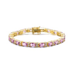 Guili Sterling Silver Tennis Bracelet with Vibrant CZ in Green, Blue, Red, or Pink—Elegant, Sophisticated, and Timelessly Glamorous. - 1 of 3