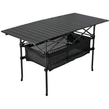 MPM Outdoor Folding Portable Picnic Camping Table, Aluminum Roll-up Table with Carrying Bag for Beach Backyard BBQ Party