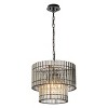 ALOADECOR Modern Luxury Matte Black Round Chandelier With Glass Rods Accent - 3 of 4