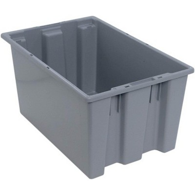 Quantum Storage Systems Stack And Nest Tote, 23-1/2"W X 15-1/2"D X 12"H, Heavy Duty, 1.70 Cu. Ft. Capacity, Gray Polypropylene