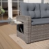 Merrick Lane Indoor/Outdoor L-Shaped Sofa/Dining Table Conversation Set with Wicker Rattan Construction and Weather-Resistant Cushions - 2 of 4