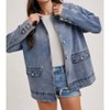 Women's Denim with Corduroy Collar Contrast Barn Coat Jacket - BluIvy - 4 of 4