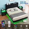 Full Size Bed Frame with Headboard and LED Lights, Black Floating Bed Frame with Wooden Slats Support, Fully Upholstered Mattress Foundation, Black - 4 of 4