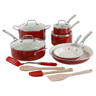 Lexi Home 8-piece Ceramic Non-stick Cookware Set - Red, White : Target