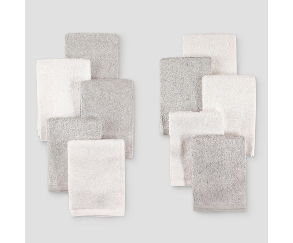 Hudson Baby 10pk Rayon from Bamboo Washcloths - Gray/White One Size