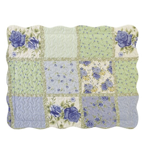 Collections Etc Lovely Floral Patchwork Scalloped Edge Pillow Sham Sham Lavender - image 1 of 3