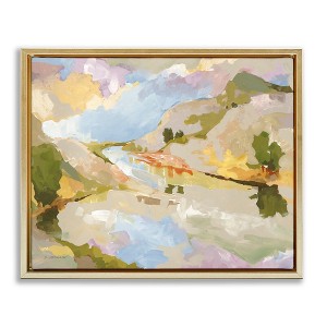 Stupell Industries Abstract Mountain Reflection Painting Floating Frame Canvas Art - 1 of 4