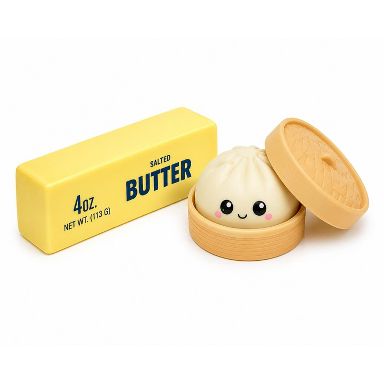 Link Butter & Mystery Dumpling Squishy Combo Toy Set Anxiety & Stress Relief - Makes a Great Gift