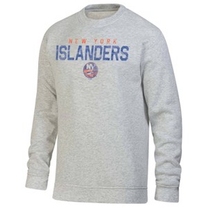 NHL New York Islanders Men's Long Sleeve Ash Gray Crew Neck Fleece Hooded Sweatshirt - 1 of 3