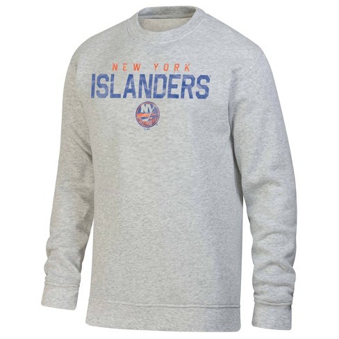 NHL New York Islanders Men's Long Sleeve Ash Gray Crew Neck Fleece Hooded Sweatshirt - image 1 of 3