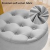 Furniliving Mid-Century Tufted Adjustable Swivel Makeup Ottoman Stool, Velvet, Big Size Round Vanity Stool Chair for Bedroom/Living Room - 4 of 4