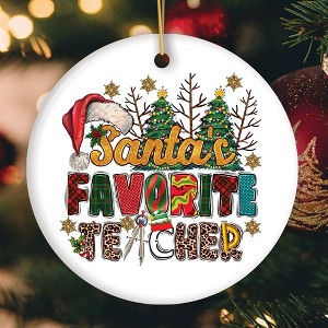 Santa’s Favorite Teacher Fun Holiday Christmas Ornament| OrnamentallyYou - 1 of 3