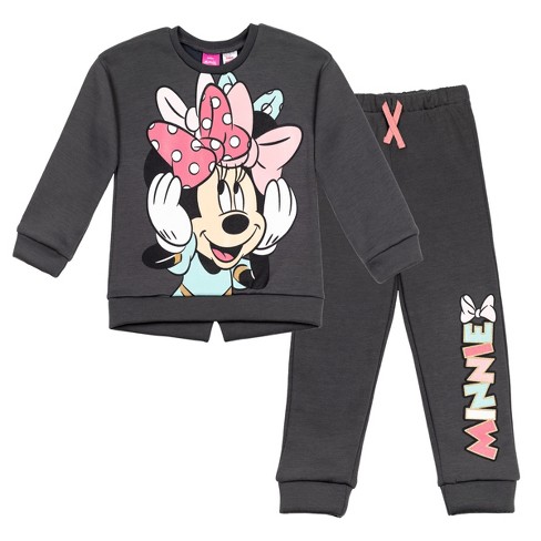 Disney Minnie Mouse Big Girls Fleece Pullover Sweatshirt Pants Set Gray ...