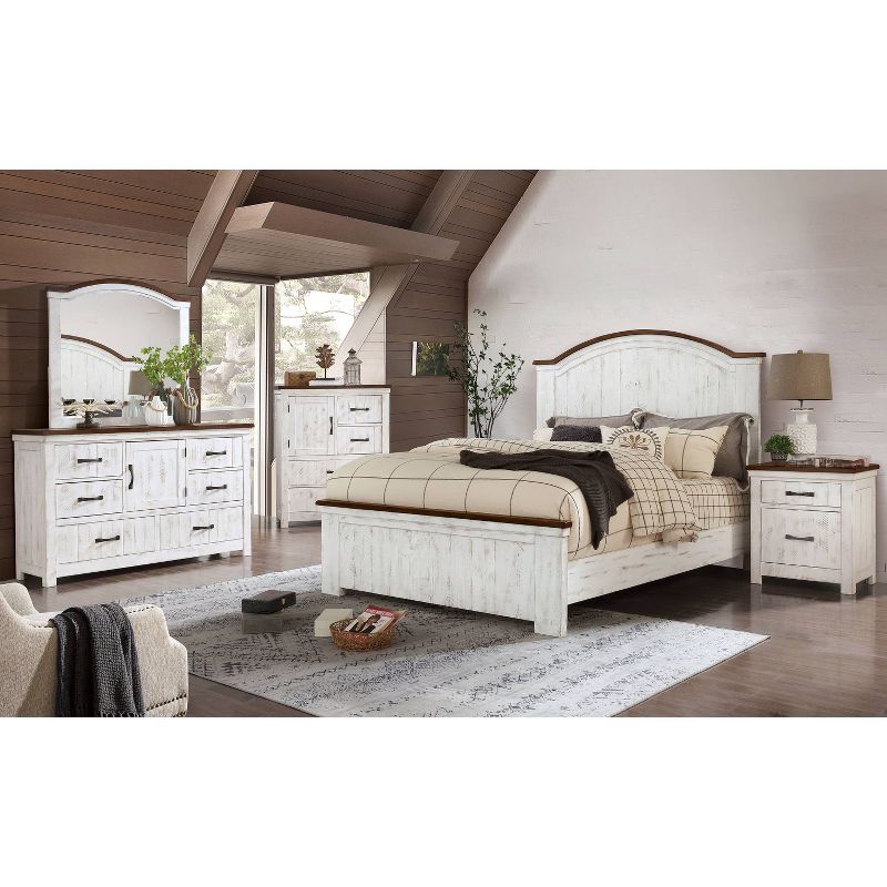2pc Queen Willow Rustic Bedroom Set Distressed White/Walnut - HOMES: Inside + Out, 6 of 12