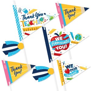 Big Dot of Happiness Thank You Teachers - Triangle Teacher Appreciation Photo Props - Pennant Flag Centerpieces - Set of 20 - 1 of 4