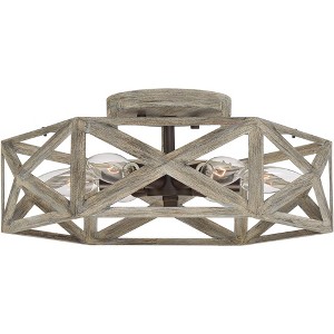 Possini Euro Design Moorcroft Modern Farmhouse Ceiling Light Semi Flush Mount Fixture 14 1/2" Wide Painted Gray Bronze 6-Light Hexagon for Bedroom - 1 of 4