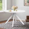 MAYEERTY 47-Inch Round Wooden Dining Table - Metal Frame, Fits 4-6 People for Kitchen, Dining & Living Room (White) - 2 of 4