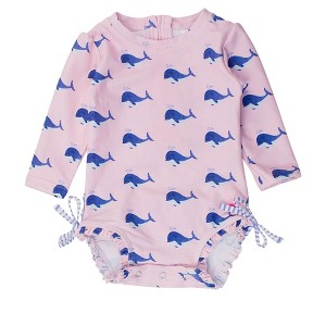 RuffleButts Baby/Toddler Girls UPF50+ Long Sleeve One Piece Rash Guard - 1 of 4