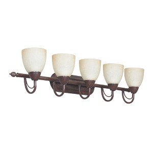 Sunset Lighting 36" 5-Light Vanity Alpine Glass, Rubbed Bronze Finish - 1 of 3