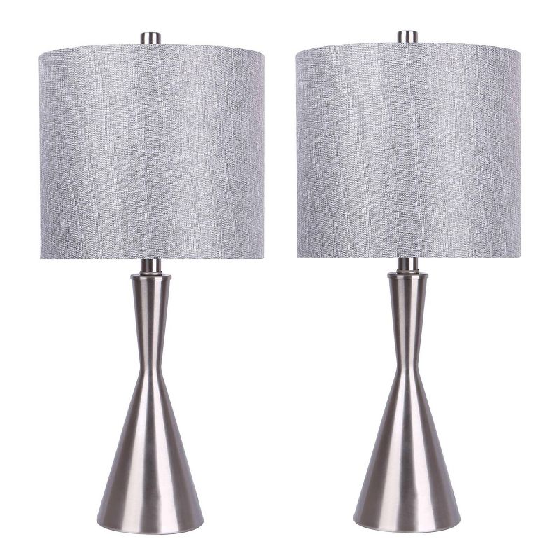 LumiSource (Set of 2) Gemma 23&#34; Contemporary Metal Table Lamps Brushed Nickel and Gray Linen Shade from Grandview Gallery, 1 of 6