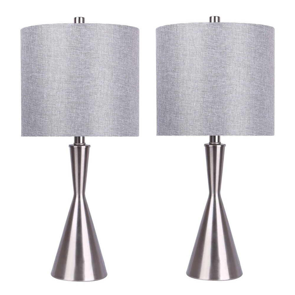 Photos - Floodlight / Street Light LumiSource  Gemma 23" Contemporary Metal Table Lamps Brushed Nic(Set of 2)