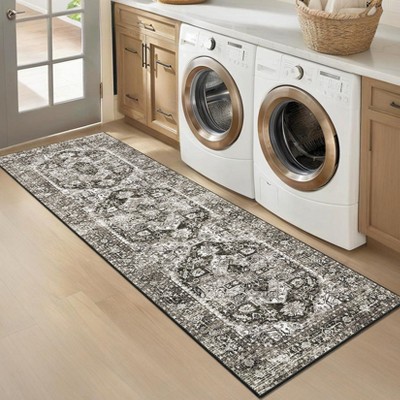 WhizMax Vintage Rug Washable Rug Floral Print Area Rug